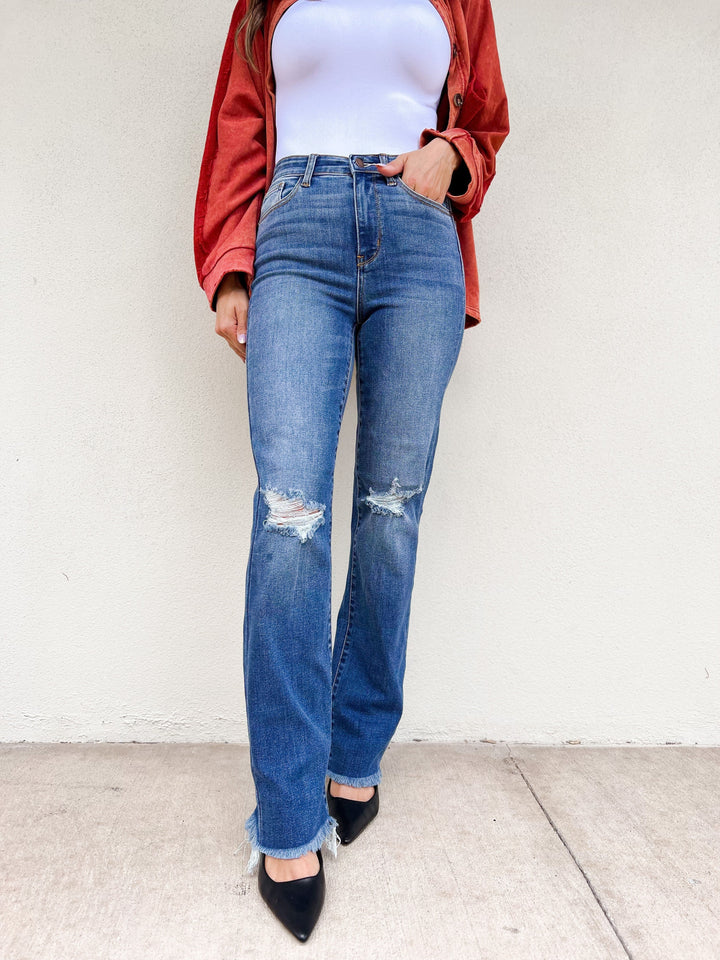 Judy Blue Nashville Hot Frayed Hem Straight Jeans