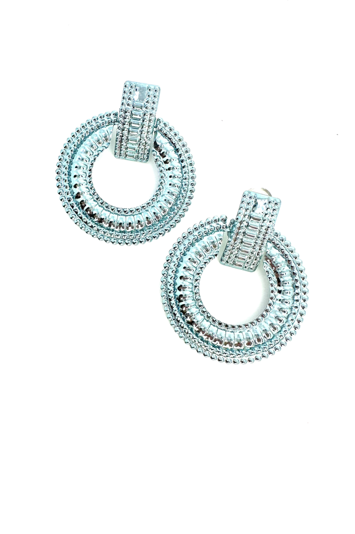 Disco Babe Earrings - Liquid Metallic Ocean Blue